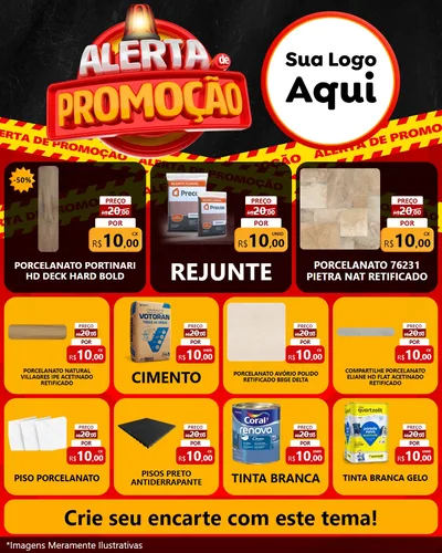 Modelo de Rede Social para Feed Instagram com o tema Alerta de Promoção para Pisos e revestimentos
