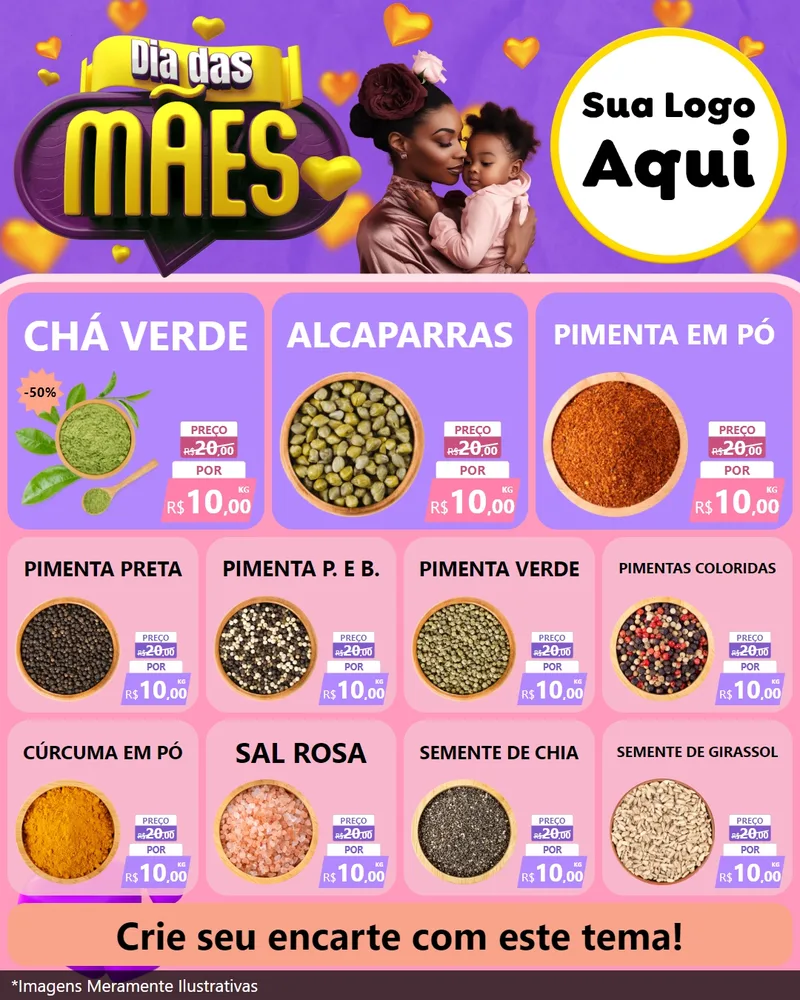 Modelo de Rede Social para Feed Instagram com o tema Dia das Mães para Produtos Naturais