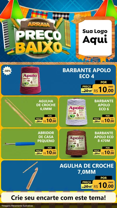 Modelo de TV para TV Vertical com o tema Arraiá de Preço Baixo - Junina para Armarinho e Aviamentos