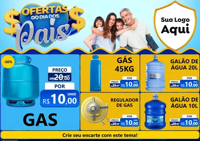 Modelo de Encarte para Encarte A4 Horizontal com o tema Ofertas do Dia dos Pais para Água e gás