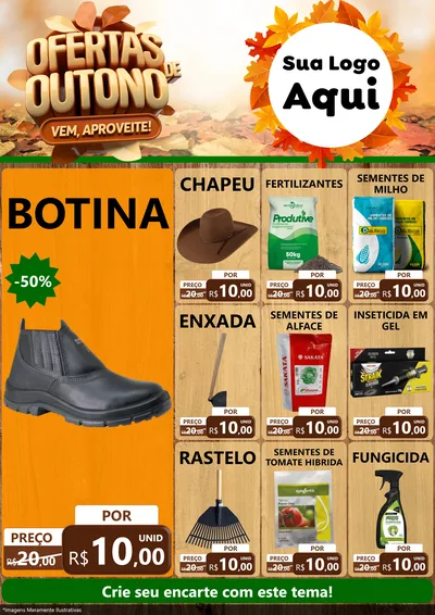 Modelo de Encarte para Encarte A4 Vertical com o tema Ofertas de Outono - Vem, Aproveite! para Agropecuária