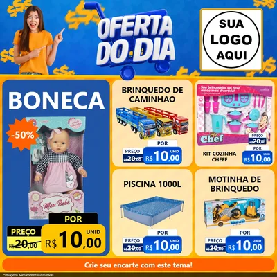 Modelo de Rede Social para Feed Facebook com o tema Oferta do Dia para Brinquedos