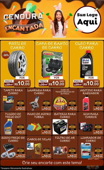Modelo de Encarte para Encarte Grande com o tema Cenoura Encantada - Páscoa para Auto peças