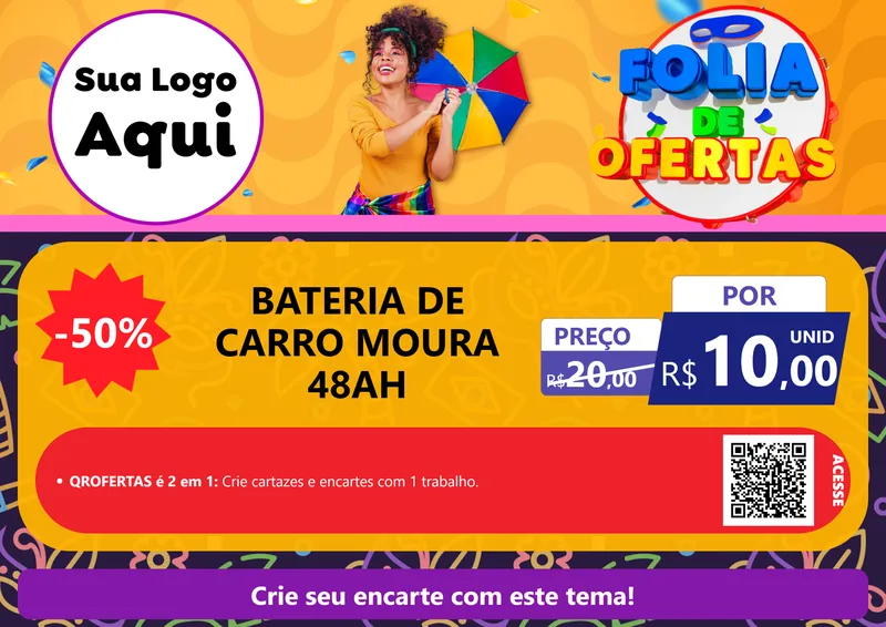 Modelo de Cartaz para Cartaz A4 Horizontal com o tema Folia de Ofertas para Baterias Elétricas