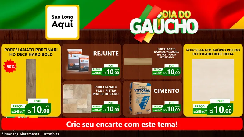 Modelo de TV para TV Horizontal com o tema Dia do Gaúcho para Pisos e revestimentos