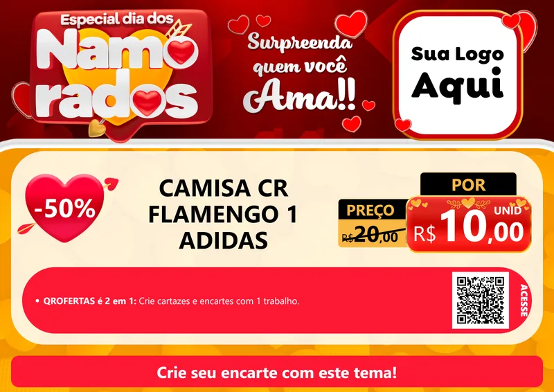 Modelo de Cartaz para Cartaz A4 Horizontal com o tema Especial Dia dos Namorados para Roupas e acessórios