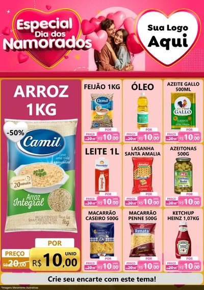Modelo de Encarte para Encarte A4 Vertical com o tema Especial Dia dos Namorados para Supermercado