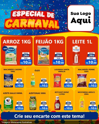 Modelo de Rede Social para Feed Instagram com o tema Especial de Carnaval para Supermercado