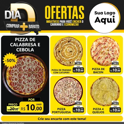 Modelo de Rede Social para Feed Facebook com o tema Dia D Mais Economia para Pizzaria