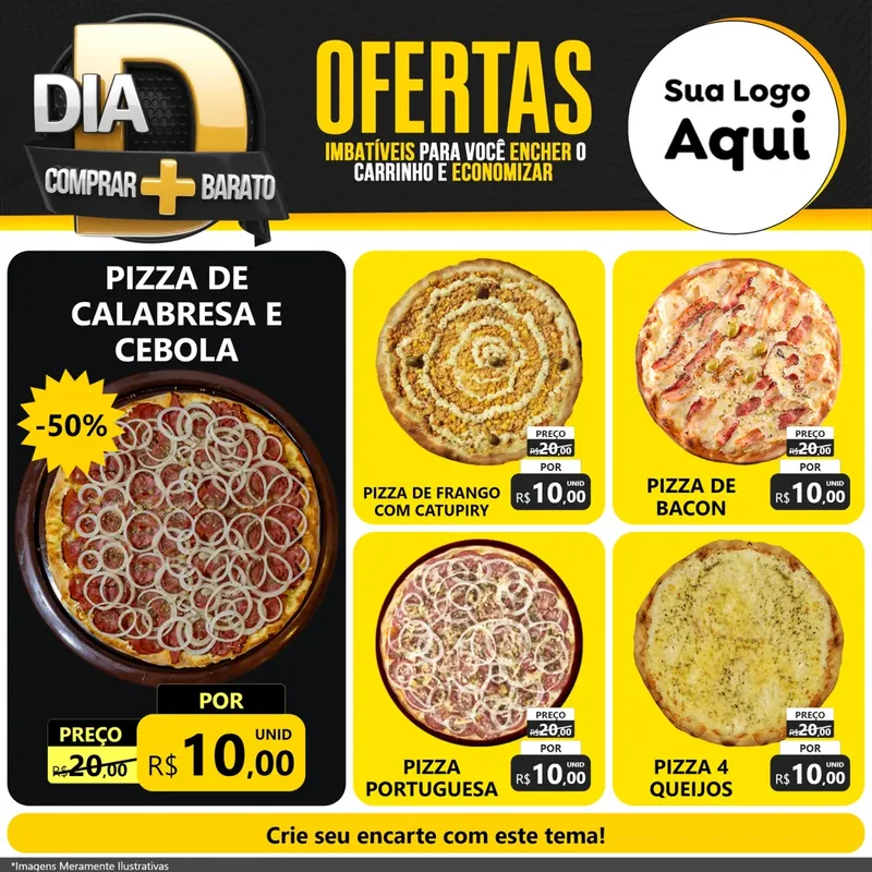 Modelo de Rede Social para Feed Facebook com o tema Dia D Mais Economia para Pizzaria