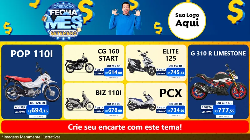 Modelo de TV para TV Horizontal com o tema Operação Fecha Mês Setembro para Concessionaria de Motos