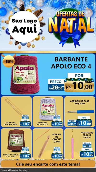 Modelo de Rede Social para Stories com o tema Ofertas de Natal para Armarinho e Aviamentos