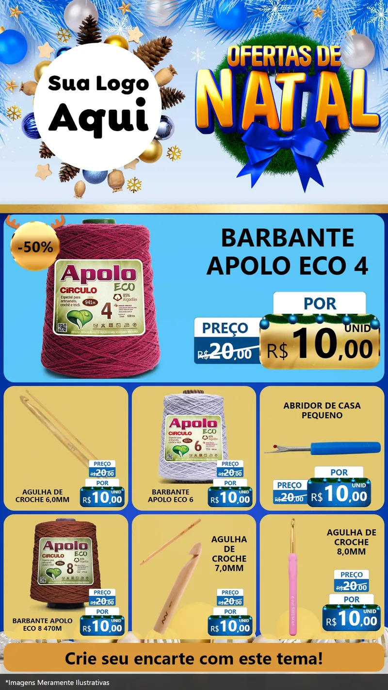 Modelo de Rede Social para Stories com o tema Ofertas de Natal para Armarinho e Aviamentos