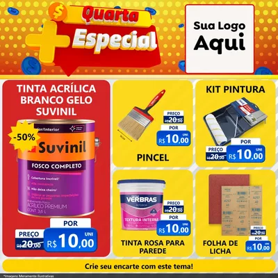 Modelo de Rede Social para Feed Facebook com o tema Quarta Mais Especial para Tintas e Ferramentas