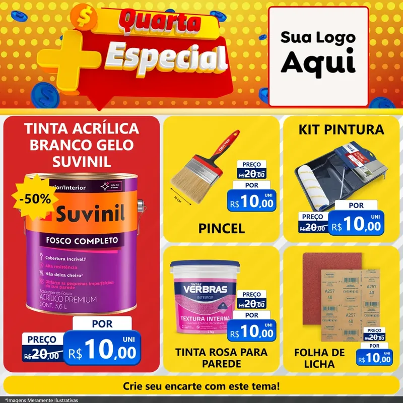 Modelo de Rede Social para Feed Facebook com o tema Quarta Mais Especial para Tintas e Ferramentas