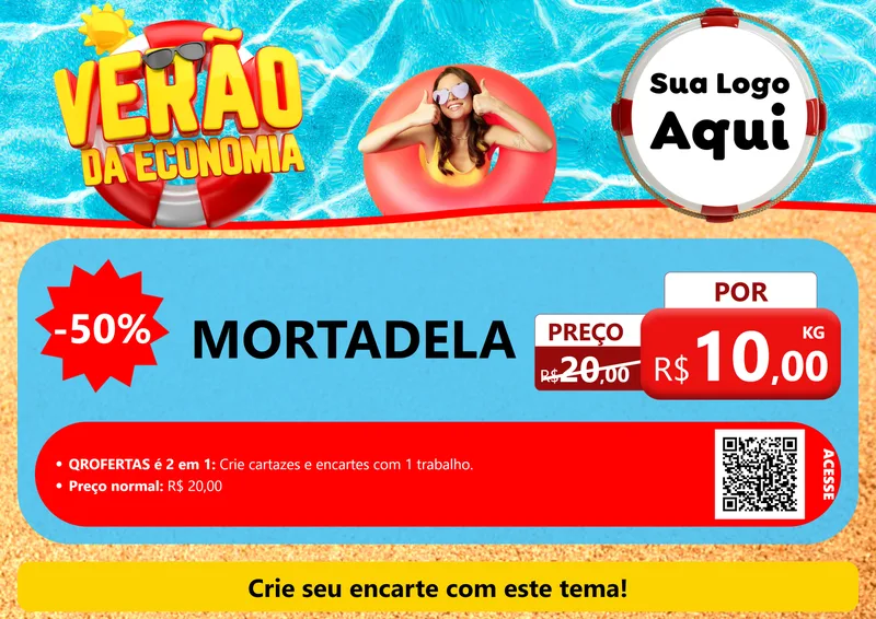 Modelo de Cartaz para Cartaz A4 Horizontal com o tema Verão da Economia para Frios e Laticínios