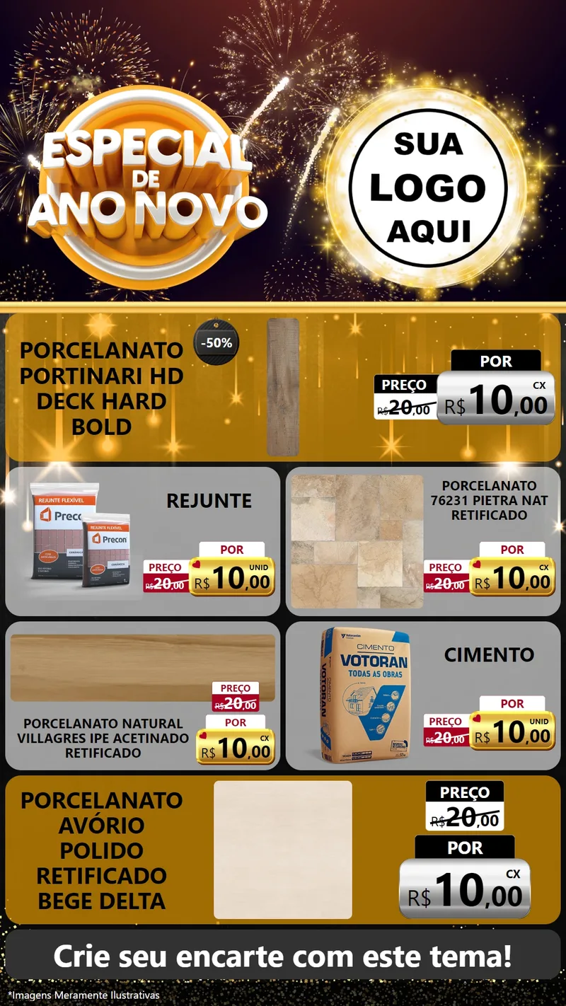 Modelo de TV para TV Vertical com o tema Especial de Ano Novo para Pisos e revestimentos