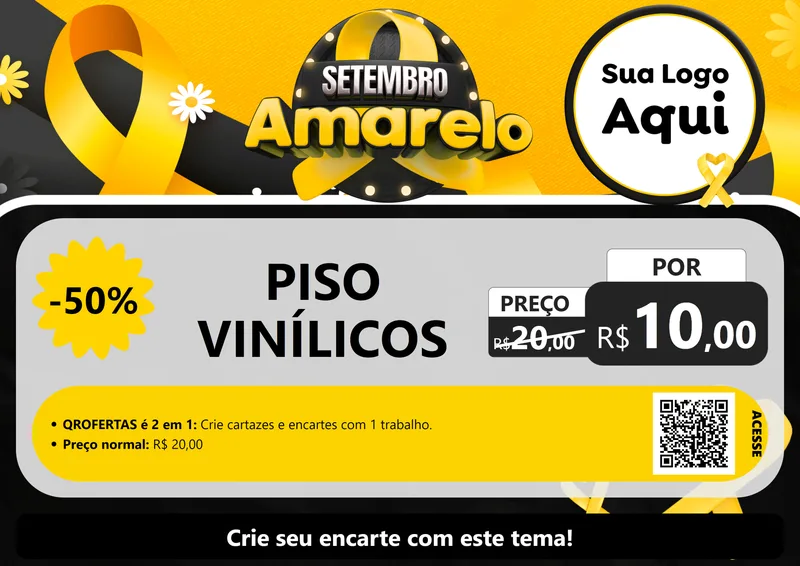 Modelo de Cartaz para Cartaz A4 Horizontal com o tema Setembro Amarelo para Material para Construção