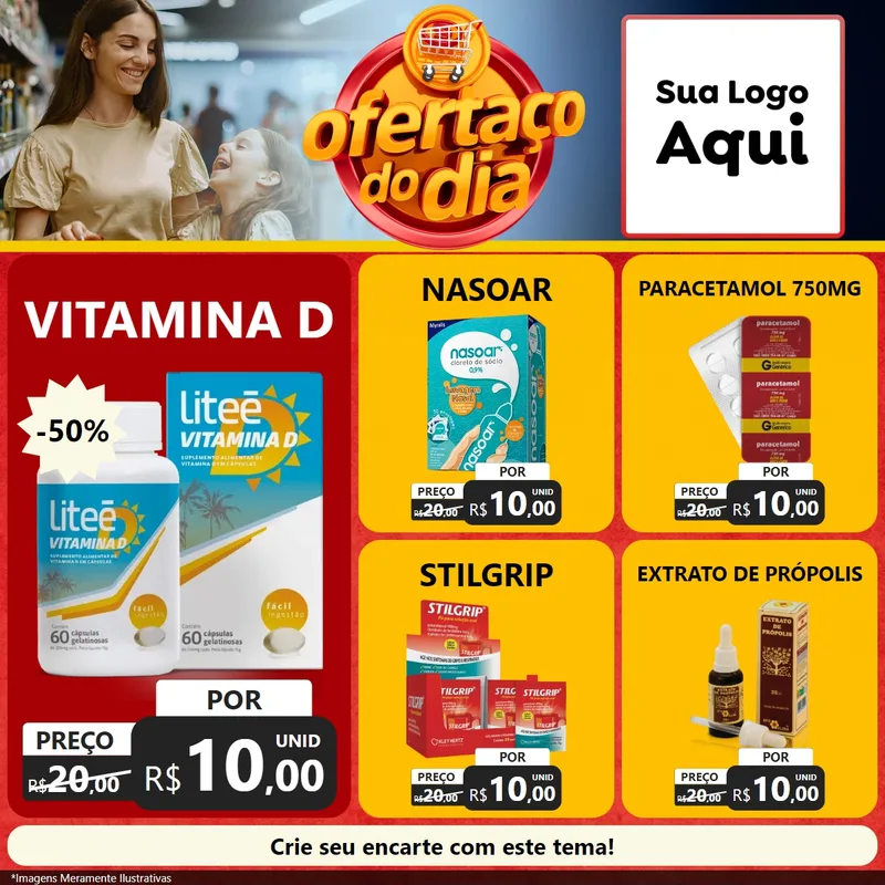 Modelo de Rede Social para Feed Facebook com o tema Ofertaço Do Dia para Farmácia
