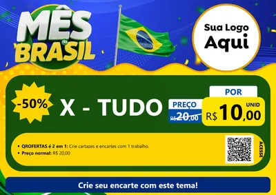 Modelo de Cartaz para Cartaz A4 Horizontal com o tema Mês do Brasil para Hamburgueria
