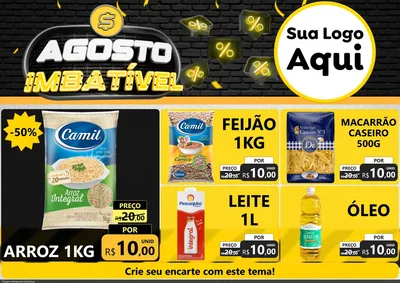 Modelo de Encarte para Encarte A4 Horizontal com o tema Agosto Imbatível para Supermercado