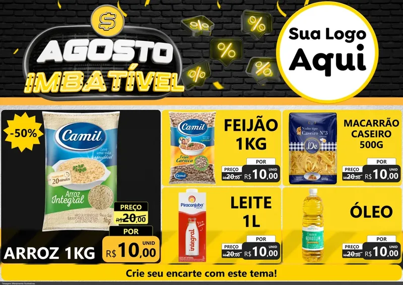 Modelo de Encarte para Encarte A4 Horizontal com o tema Agosto Imbatível para Supermercado