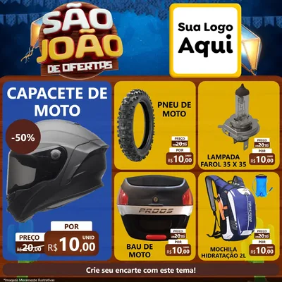 Modelo de Rede Social para Feed Facebook com o tema São João Ofertas Imbatíveis! - Junina para Moto peças