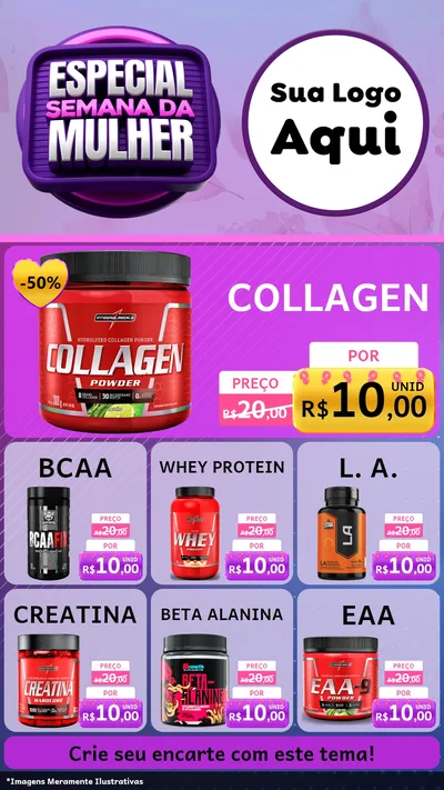 Modelo de Rede Social para Stories com o tema Especial Semana da Mulher para Suplementos alimentares