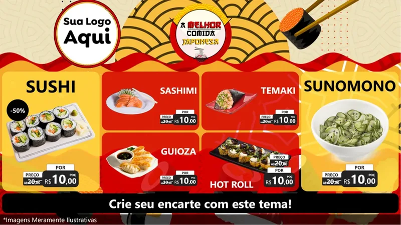 Modelo de TV para TV Horizontal com o tema A Melhor Comida Japonesa para Comida japonesa