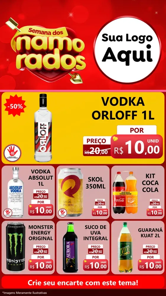 Modelo de Rede Social para Stories com o tema Semana dos namorados para Distribuidora de bebidas