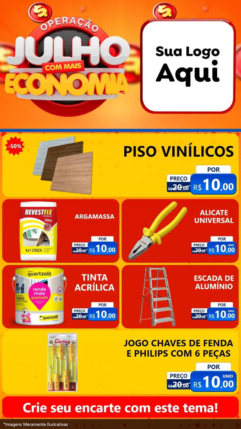 Modelo de TV para TV Vertical com o tema Operação Julho Com Mais Economia para Material para Construção