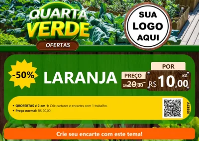 Modelo de Cartaz para Cartaz A4 Horizontal com o tema Quarta Verde Ofertas para Hortifrúti