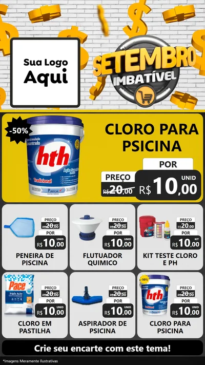 Modelo de Rede Social para Stories com o tema Setembro Imbatível para Produtos para Piscina