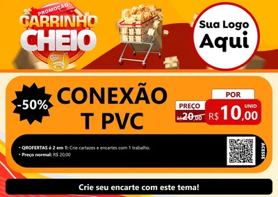 Modelo de Cartaz para Cartaz A4 Horizontal com o tema Promoção carrinho cheio para Tubos e conexões