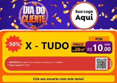 Modelo de Cartaz para Cartaz A4 Horizontal com o tema Dia do Cliente para Hamburgueria