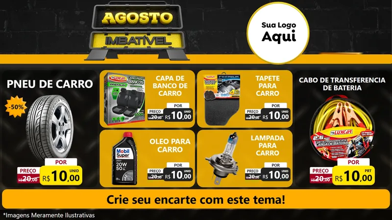 Modelo de TV para TV Horizontal com o tema Agosto Imbatível para Auto peças