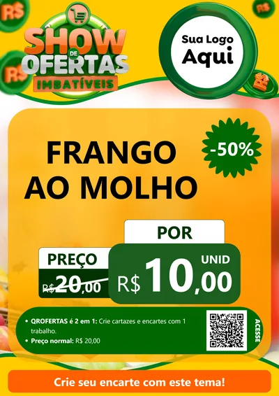 Modelo de Cartaz para Cartaz A4 Vertical com o tema Show de Ofertas Imbatíveis para Restaurante