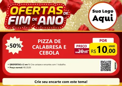 Modelo de Cartaz para Cartaz A4 Horizontal com o tema Ofertas de Fim de Ano para Pizzaria