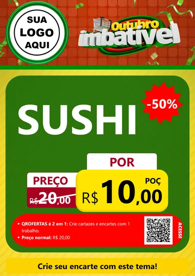 Modelo de Cartaz para Cartaz A4 Vertical com o tema Outubro Imbatível para Comida japonesa