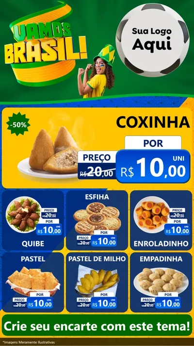 Modelo de Rede Social para Stories com o tema Vamos Brasil - Copa para Salgadaria