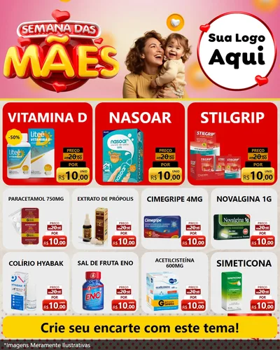 Modelo de Rede Social para Feed Instagram com o tema Semana das Mães para Farmácia