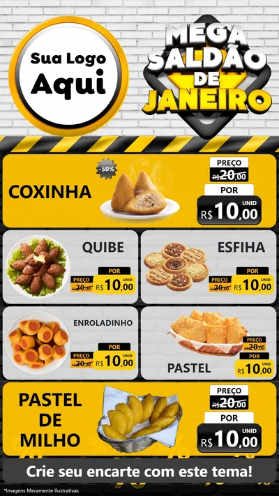 Modelo de TV para TV Vertical com o tema Mega Saldão de Janeiro para Salgadaria
