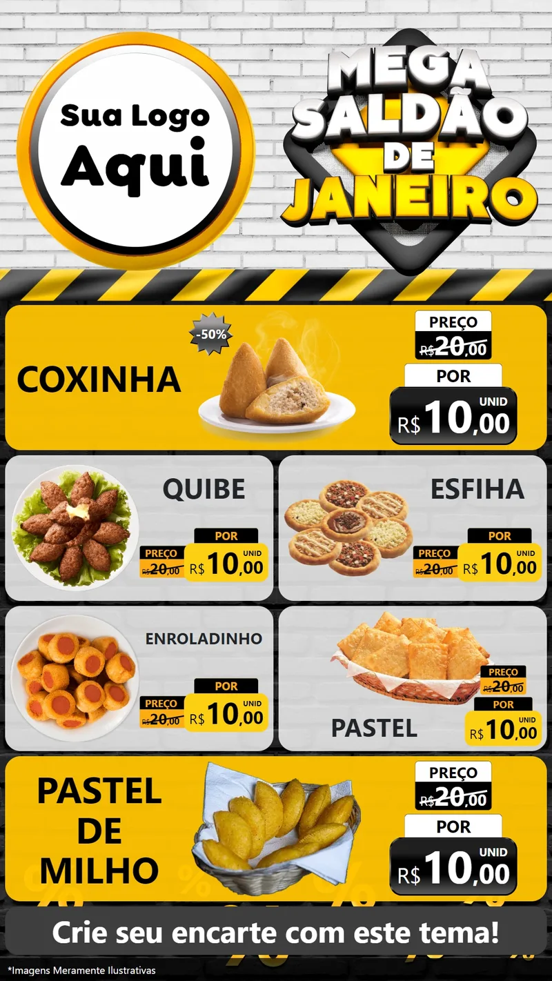 Modelo de TV para TV Vertical com o tema Mega Saldão de Janeiro para Salgadaria