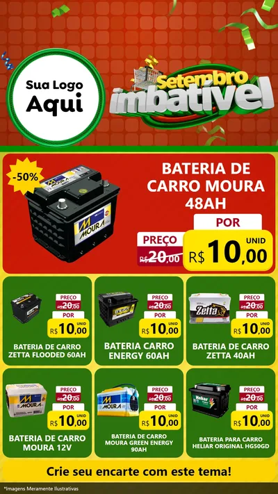 Modelo de Rede Social para Stories com o tema Setembro Imbatível para Baterias Elétricas