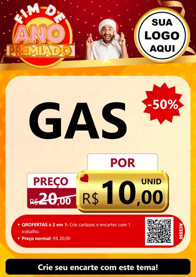 Modelo de Cartaz para Cartaz A4 Vertical com o tema Fim de Ano Premiado para Água e gás