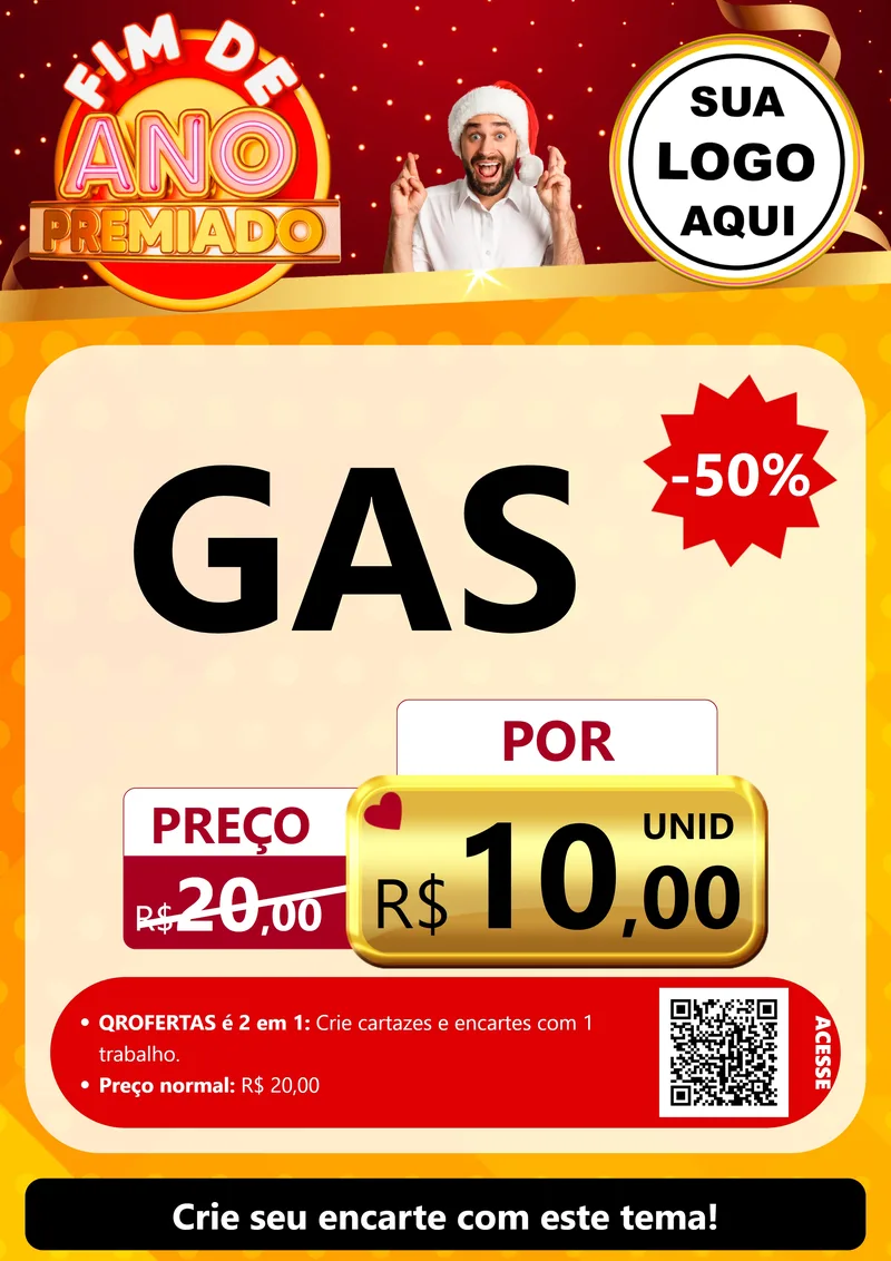 Modelo de Cartaz para Cartaz A4 Vertical com o tema Fim de Ano Premiado para Água e gás