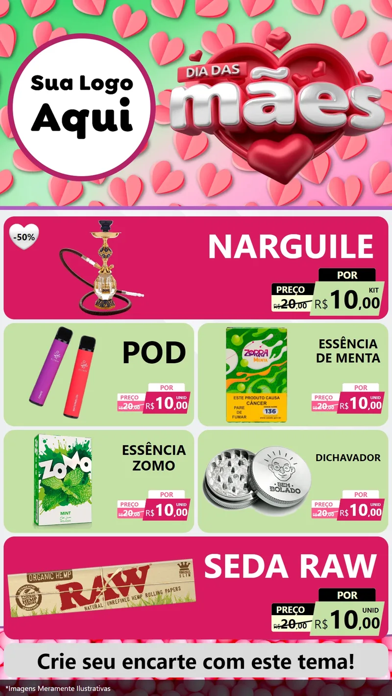 Modelo de TV para TV Vertical com o tema Dia das Mães para Tabacaria