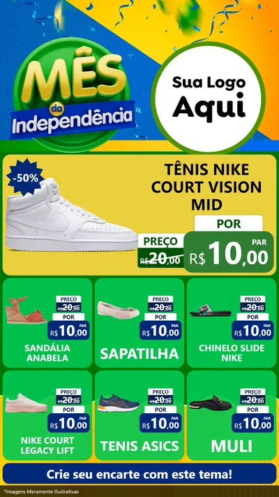 Modelo de Rede Social para Stories com o tema Mês da Independência para Calçados
