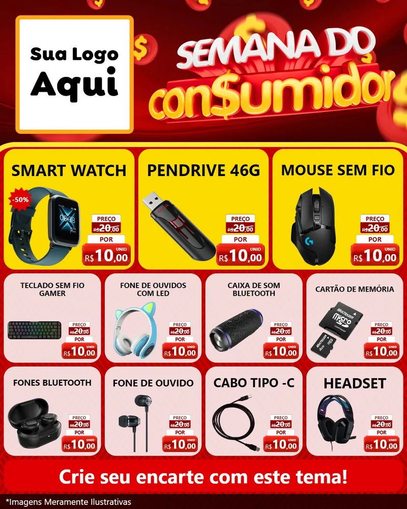 Modelo de Rede Social para Feed Instagram com o tema Semana do Consumidor para Informática