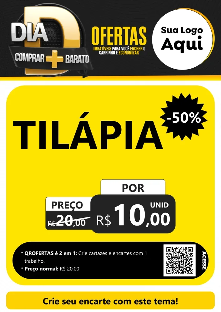 Modelo de Cartaz para Cartaz A4 Vertical com o tema Dia D Mais Economia para Peixaria